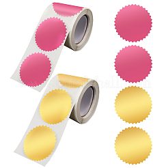 2 Rolle 2 Farben Papier selbstklebend gezackten Rand Auszeichnungen Blanko-Aufkleber&nbsp;DIY-CP0012-58