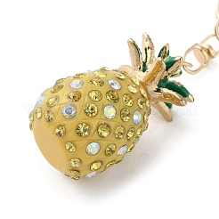 Porte-clés en plastique ananas avec pendentif en strass&nbsp;LS-KEYC-G063-01A