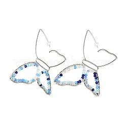 Boucles d'oreilles pendantes en perles de verre papillon pour fille femme&nbsp;EJEW-JE04658-01