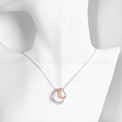 Platin & Rose Gold-Zinn-Legierung Doppel Herzanhänger Halsketten überzogen&nbsp;NJEW-BB02208