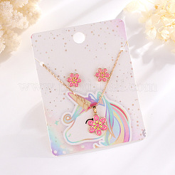 Ensembles de boucles d'oreilles à tige et de colliers pendentifs en alliage émaillé à fleurs pour femmes&nbsp;FS-WGF7764-01