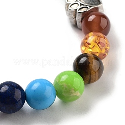 Chakra runde natürliche grüne Aventurin Perlen Stretch-Armbänder&nbsp;BJEW-K251-05E