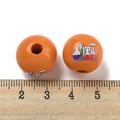 Perles européennes en bois imprimées&nbsp;WOOD-L020-D18