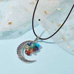 Collana con pendente a forma di luna in lega di stile tibetano&nbsp;NJEW-JN04610