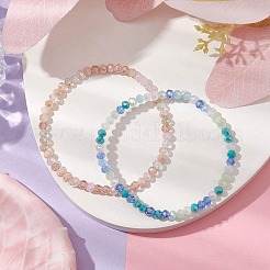 Set di braccialetti elasticizzati con perline di vetro sfaccettato rondelle sfaccettate placcate in 2 colori&nbsp;BJEW-JB10798