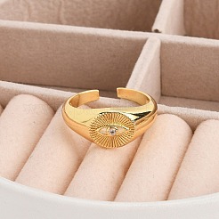Anelli per polsini da donna con micro pavé di zirconi trasparenti in ottone placcato a cremagliera&nbsp;RJEW-M028-109G
