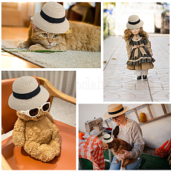 Stroh- und Polyesterhut für Puppen&nbsp;DOLL-WH0001-17A