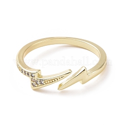 Bague de manchette ouverte avec éclair en zircone cubique transparente&nbsp;RJEW-I094-01G
