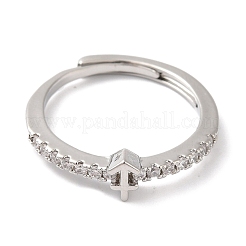 Anelli regolabili costellati in ottone con placcatura a cremagliera con zirconi trasparenti da donna&nbsp;RJEW-S407-08P-05