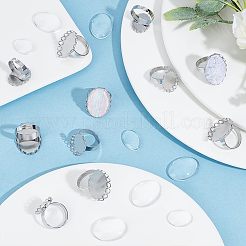 Kit de fabrication de bagues ovales en verre à faire soi-même&nbsp;STAS-UN0032-80