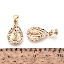 Pendentifs religieux en laiton pavé de zirconiums cubiques transparents&nbsp;KK-T081-07G