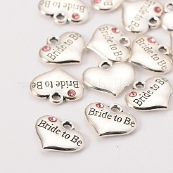 Pendente strass a cuore con sposa stile tibetano colore argento antico tema nozze&nbsp;TIBEP-N005-10B