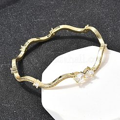 Messing-Armreife mit Mikropflaster und klaren Zirkonia für Damen&nbsp;BJEW-H639-02G