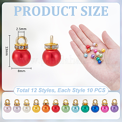 120 Stück 12 Farben ABS-Kunststoff-Imitationsperlen-Charms&nbsp;KY-UN0001-07