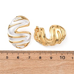 Pendientes de botón de acero inoxidable 304 y esmalte&nbsp;EJEW-T054-12G