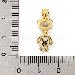 Bärenständer aus Messing mit Mikropflaster und Zirkonia-Anhängern&nbsp;KK-G513-18G