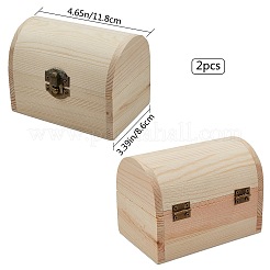 Boîte à bijoux en bois de pin non fini&nbsp;CON-WH0072-11