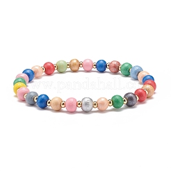 Ensemble de bracelets extensibles en perles rondes en bois naturel de 2 pièce de 2 tailles pour enfant et parent&nbsp;BJEW-JB08568