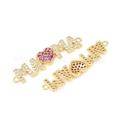 Dije de conector de circonita cúbica transparente y magenta con micropavé de latón para el Día de la Madre&nbsp;KK-F931-27A-G