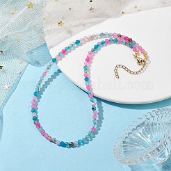 Collares de cuentas de ágata natural redonda facetada (teñida y calentada) para mujer&nbsp;NJEW-JN04659-05