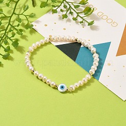 Bracciali elasticizzati con perle di perle naturali&nbsp;BJEW-JB05539-02