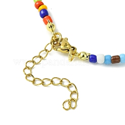 Collana bavaglino con ciondoli a forma di stella in acciaio inossidabile 304 con catene di perline di vetro&nbsp;NJEW-TA00103