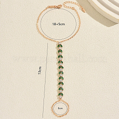 Élégants bracelets esclaves géométriques en laiton pavé de zirconiums cubiques transparents et verts&nbsp;IR6615