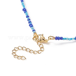Collana con perline di vetro e malocchio in vetro lavorato a lume con chiusura in acciaio inossidabile 304 per donna&nbsp;NJEW-JN04114