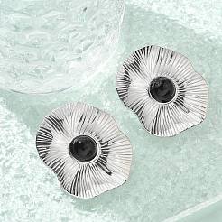 Pendientes naturales de obsidiana&nbsp;EJEW-A118-08P