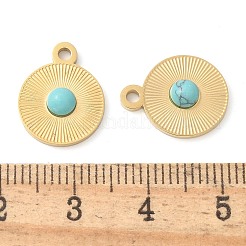 Synthetische türkisfarbene flache runde Charms&nbsp;STAS-Q345-33G