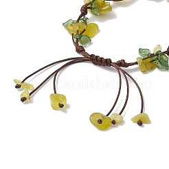 Bracelets tressés en perles de jade vert olive naturel électroplaqué pour femmes&nbsp;BJEW-TA00610-03