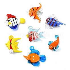 7pcs 7 Arten handgemachte Bunte Malerei-Anhänger&nbsp;LAMP-CJ0002-96