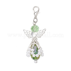 Decorazioni pendenti in vetro angelo e plastica ABS con perle finte&nbsp;HJEW-JM03521-02