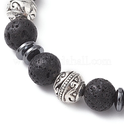 Bracelets extensibles en perles de pierre de lave naturelles rondes pour femmes&nbsp;BJEW-JB12767