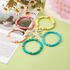 Bracciali elasticizzati fatti a mano con perle di argilla polimerica&nbsp;BJEW-JB06431