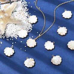 10 pieza de colgante de concha de agua dulce natural galvanizada&nbsp;SHEL-CJ0001-39