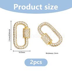 2 breloque en laiton micro pavé de zircone cubique transparente avec mousqueton à vis&nbsp;ZIRC-DC0001-38G