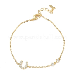 Bracelets en laiton à maillons en zircone cubique transparent&nbsp;BJEW-E114-01D-G