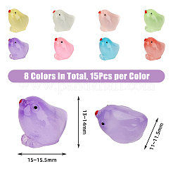 120 Stück 8 Farben leuchtende Harzküken-Displaydekoration&nbsp;RESI-DC0001-29