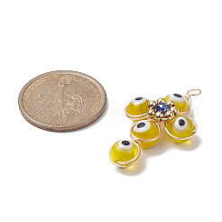 Fil de laiton enroulé à la main mauvais œil pendentifs au chalumeau&nbsp;PALLOY-TA00036-02