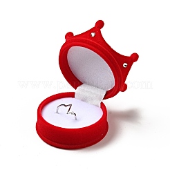Cajas de anillo de dedo de corona de plástico flocado&nbsp;CON-B008-01B