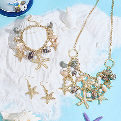 Trendige Seestern und Conch Schmuck-Sets&nbsp;SJEW-PH0001-02G-WH