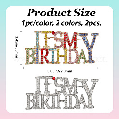 2 stücke 2 arten es ist mein geburtstag legierung strass broschen für rucksack kleidung&nbsp;JEWB-GF0011-51A