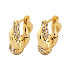 Pendientes de aro de latón con micro circonitas y cubic zirconia transparente&nbsp;EJEW-R025-16G