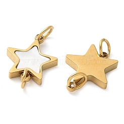 Dijes de conector de estrella de concha blanca natural pavé de acero inoxidable 304&nbsp;STAS-Q345-34G