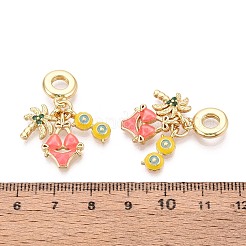 Europäische Anhänger aus Messing mit Mikropflaster und klarem Zirkonia und Emaille&nbsp;KK-T079-76G
