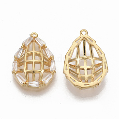 Pendenti in ottone con zirconi chiari&nbsp;ZIRC-Q021-025G-NF