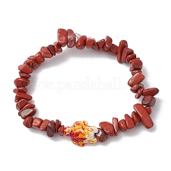 Braccialetti elastici con perline di diaspro rosso naturale&nbsp;BJEW-JB11245-01