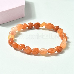 Pulseras elásticas de cuentas de aventurina roja natural para hombres y mujeres&nbsp;BJEW-I320-01A