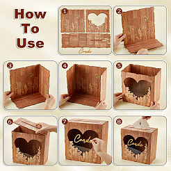 Scatole per biglietti di nozze in legno con finestra a forma di cuore e fessura&nbsp;CON-WH0110-67
